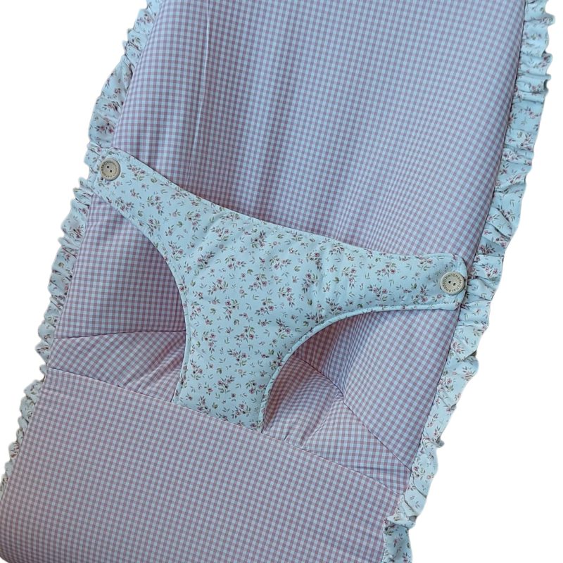 Funda hamaca flores y vichy rosa