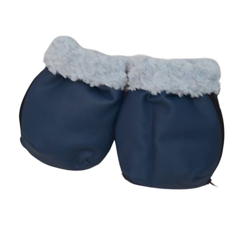 Manoplas polipiel azul marino, pelo azul celeste