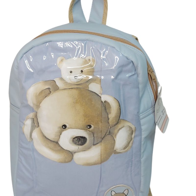 Mochila polipiel azul con oso