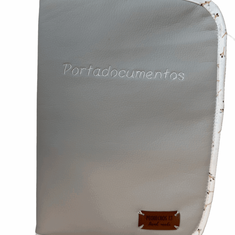 Portadocumentos polipiel gris y ramitas