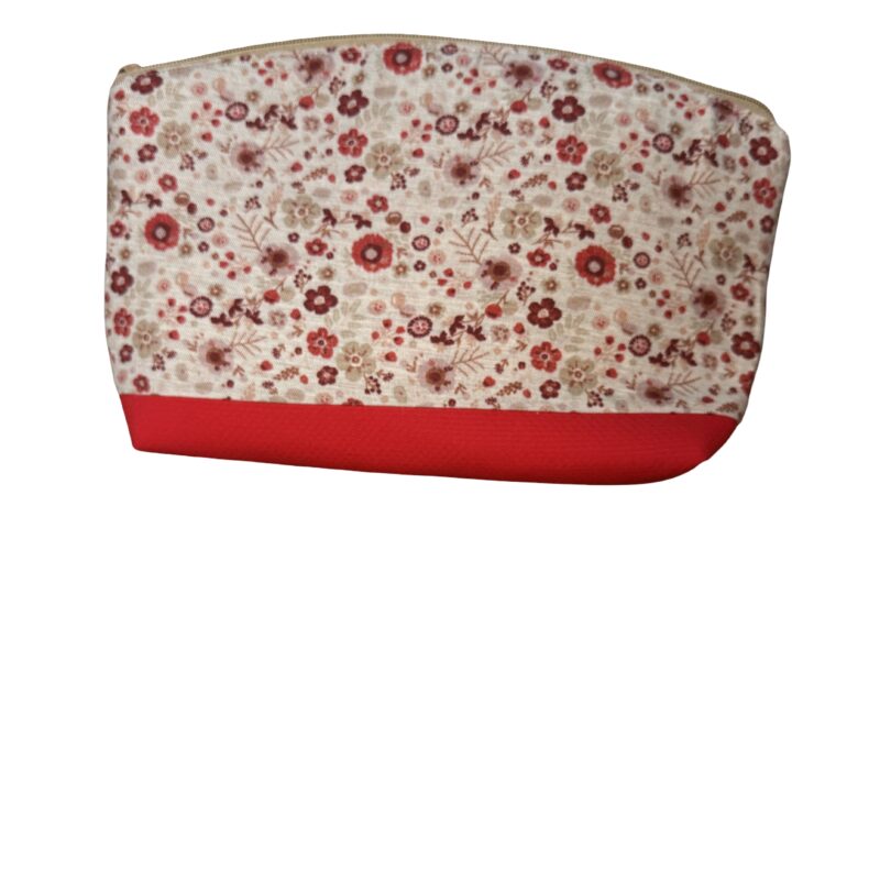 Neceser cremallera flores rojas