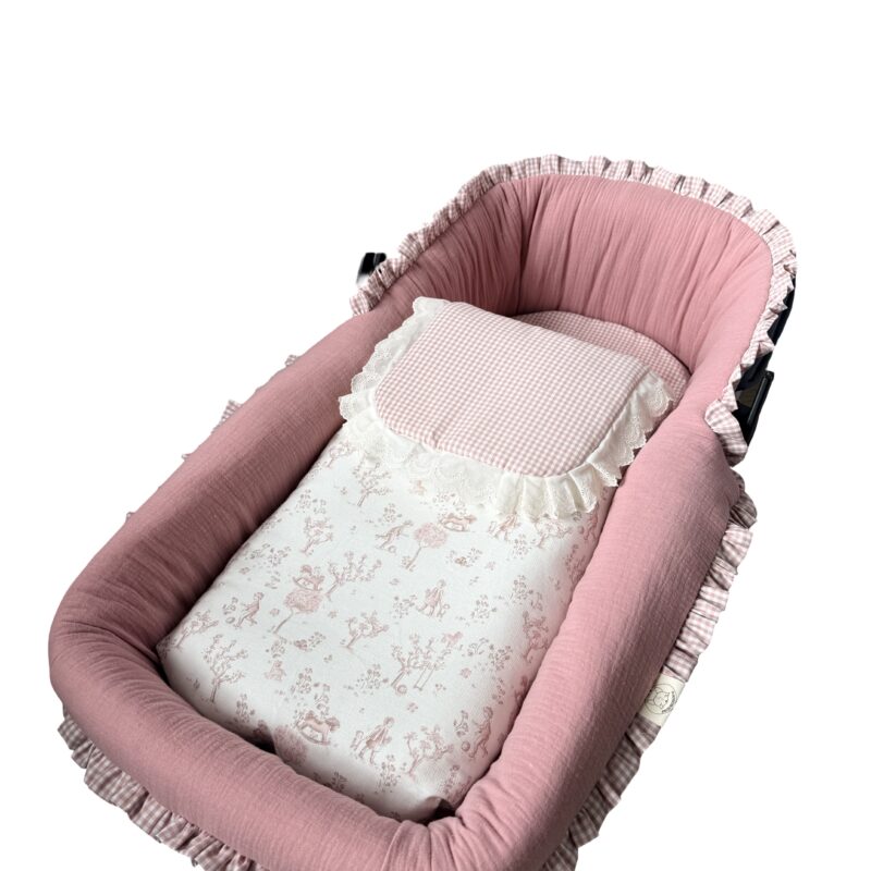 Conjunto capazo toile rosa reversible